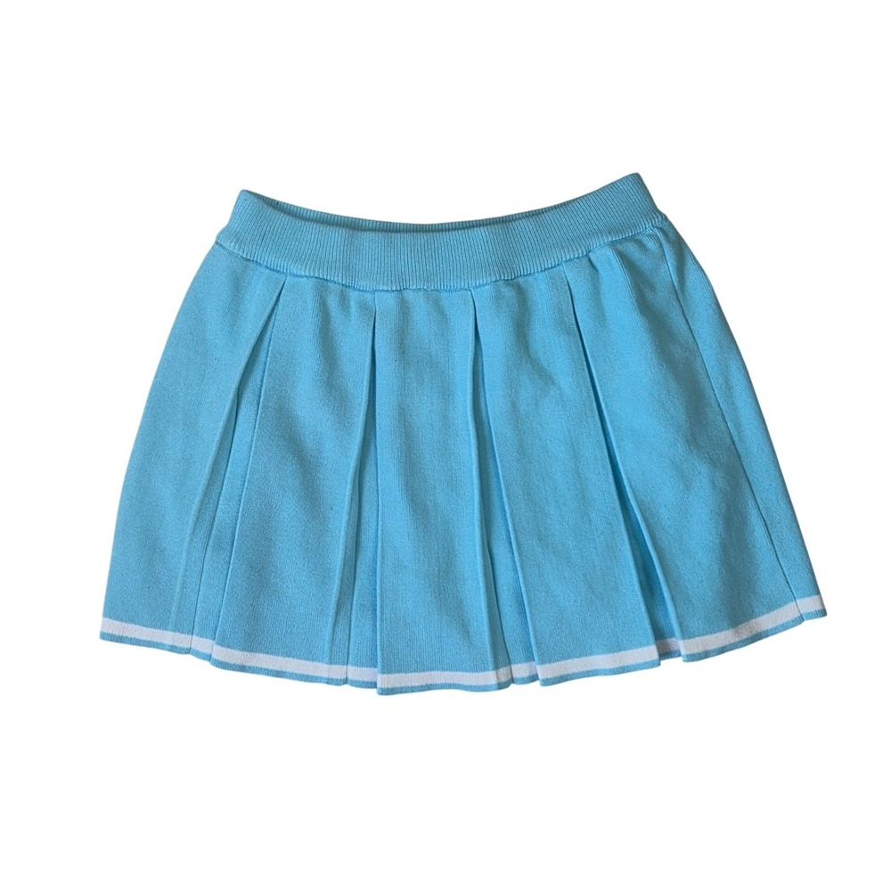 Pleated Tenniscore Preppy Turquoise Knit Mini Skirt Sporty Skort Medium Y2K Pop
